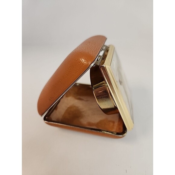 Vintage Phinney-Walker Folding Travel Alarm Clock  Japan Leather Case - Picture 2 of 16